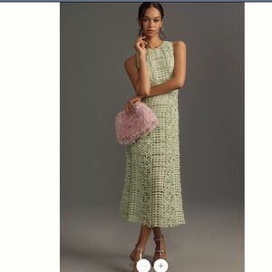 Endless Rose Sleeveless Textured Midi Dress Sage Sz Small